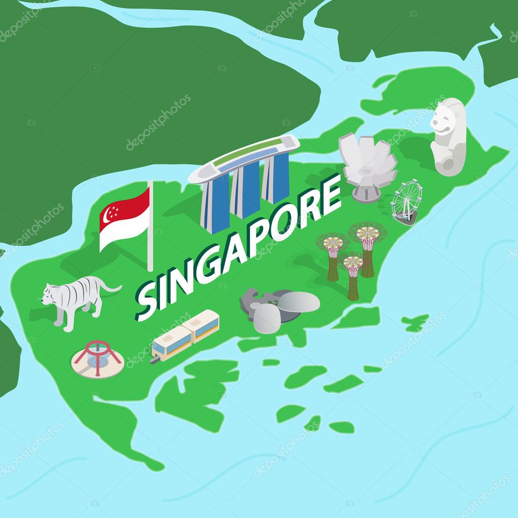 新加坡地图，等距 3d 风格 — 图库矢量图像© ylivdesign #118601994