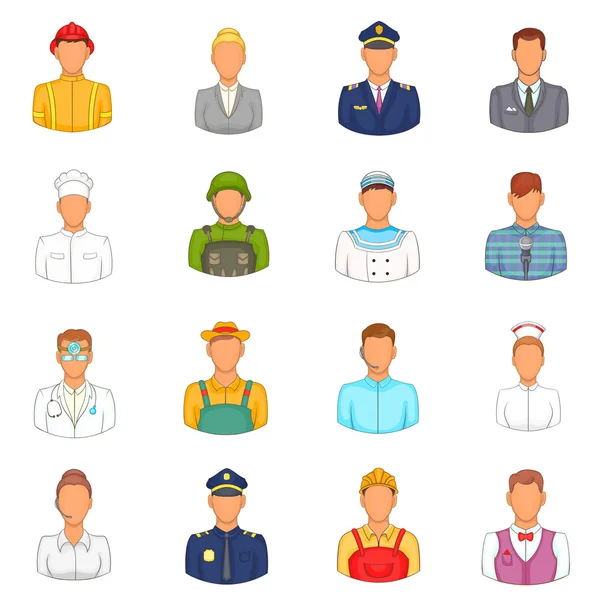 Professions icons set, cartoon style — Stock Vector