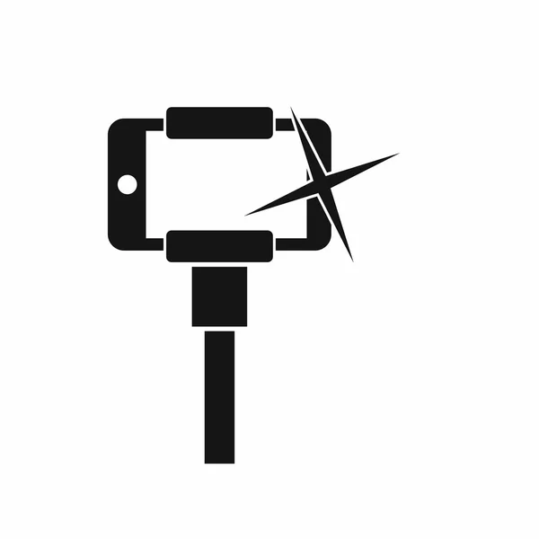 Taking pictures on smartphone on selfie stick icon — Stock Vector