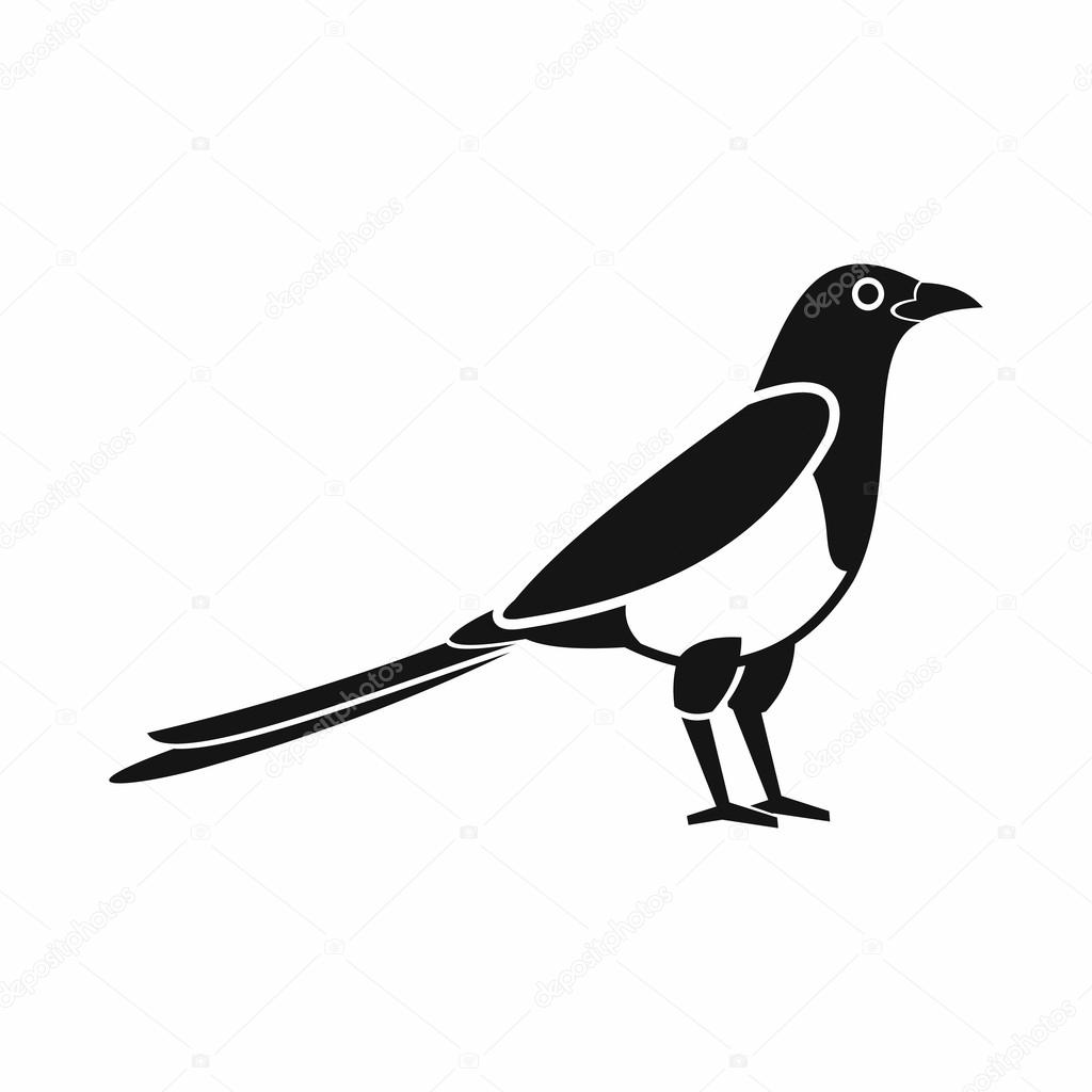 Bird magpie icon in simple style isolated on white background