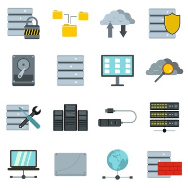 Veritabanı Icons set, düz stil