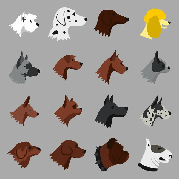 Dog icons set, flat style — Stock Vector