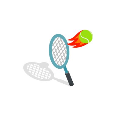 Uçan tenis topu simgesi, izometrik 3d tarzı