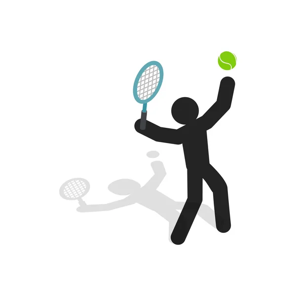 Tennis player icon, isometric 3d style — Stock Vector