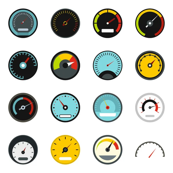 Hız göstergesi Icons set, düz stil — Stok Vektör