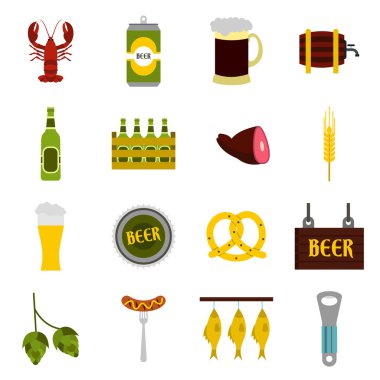 Bira Icons set, düz stil