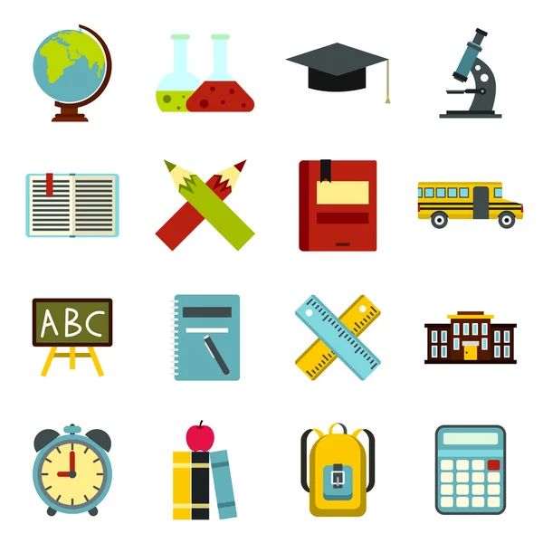 School icons set, flat ctyle — Stock Vector