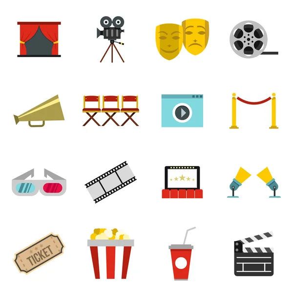 Conjunto de ícones de cinema, estilo plano — Vetor de Stock