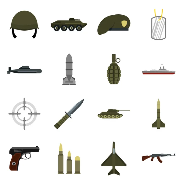 Военные иконы, плоский стиль — стоковый вектор