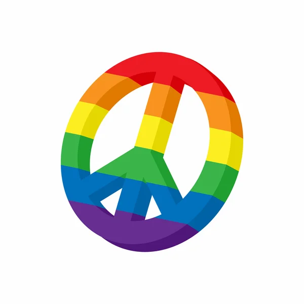 LGBT peace sign icon, cartoon style — Stock Vector