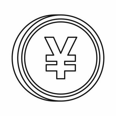 Japonca yen para birimi sembolü kutsal kişilerin resmi, anahat stili