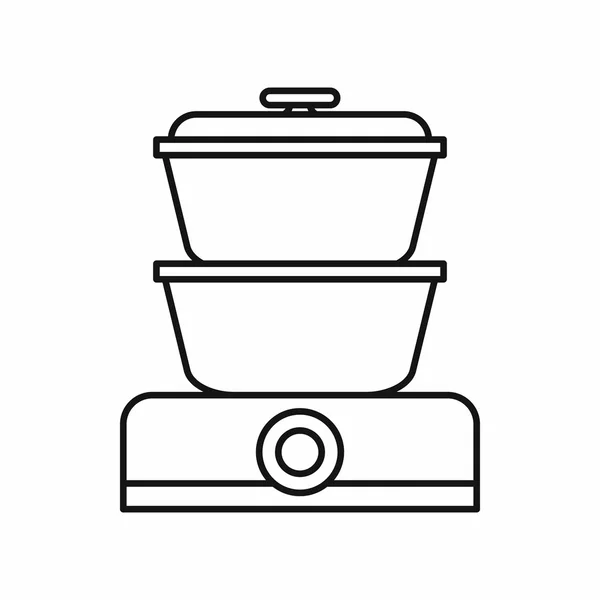 Dubbele boiler pictogram, Kaderstijl — Stockvector