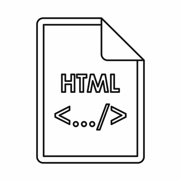 HTML soubor přípona ikona, styl osnovy — Stockový vektor