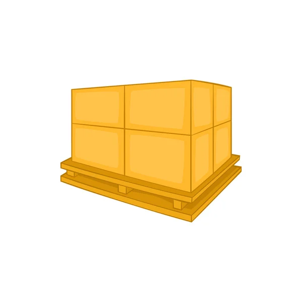 Cajas de cartón en icono de paleta de madera — Vector de stock