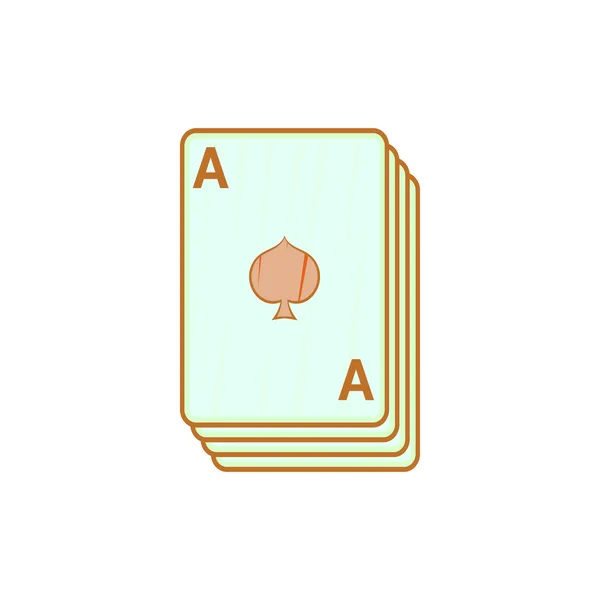 王牌黑桃、 扑克牌图标、 卡通风格的 — 图库矢量图片