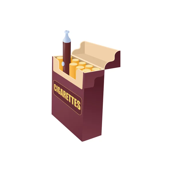 Cigarrillo electrónico en un paquete de cigarrillos icono — Vector de stock