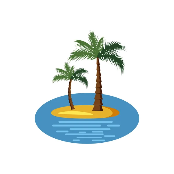 Isla con icono de palmeras, estilo de dibujos animados — Archivo Imágenes Vectoriales