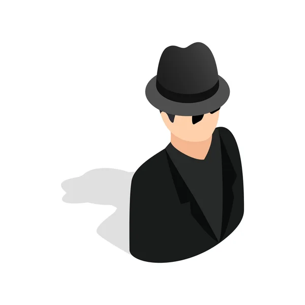 Man in black sunglasses and black hat icon — Stock Vector