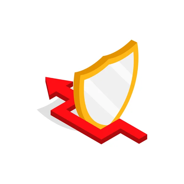 Escudo de protección y flecha roja icono — Vector de stock