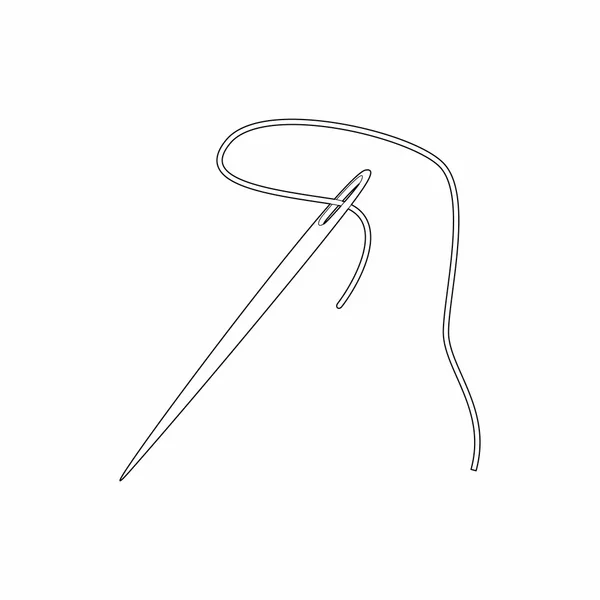 Ícone de agulha e linha, estilo de contorno — Vetor de Stock