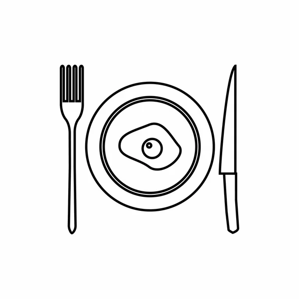 Tallrik med äggröra, en kniv och gaffel ikon — Stock vektor