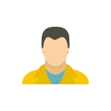 Adam bir sarı ceket simgesi, düz stil