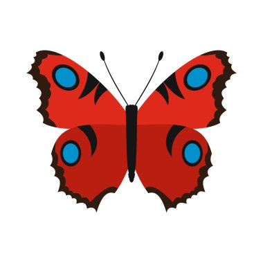 Kırmızı kelebek kutsal kişilerin resmi içinde düz stil