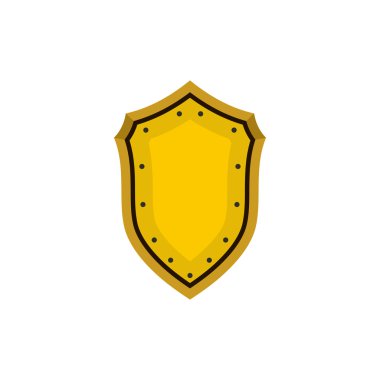 Altın kalkan kutsal kişilerin resmi içinde düz stil