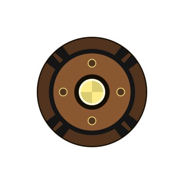 Düz stil içinde yuvarlak kalkan kutsal kişilerin resmi