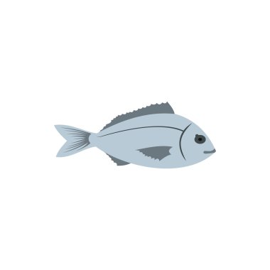 Bream fish icon in flat style clipart