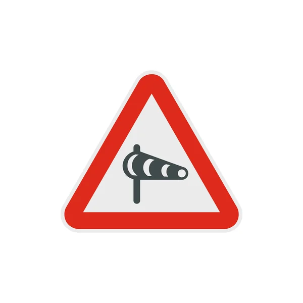 Sign warning about cross wind from the left icon — Stock Vector