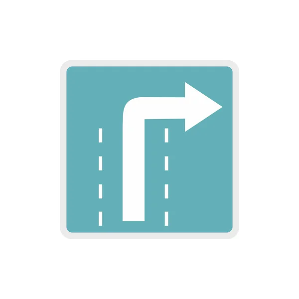 Gira a destra icona del segnale stradale, stile piatto — Vettoriale Stock