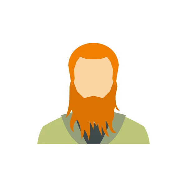 Icône homme barbu rouge, style plat — Image vectorielle
