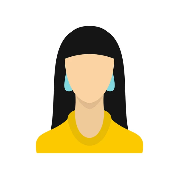 Mulher com ícone de cabelo longo em estilo plano — Vetor de Stock