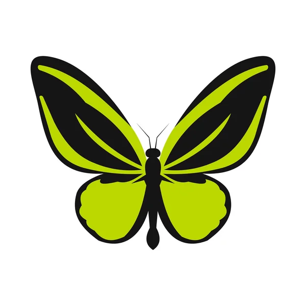 Зеленая икона бабочки, плоский стиль — стоковый вектор