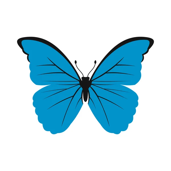 Blauer Schmetterling im flachen Stil — Stockvektor