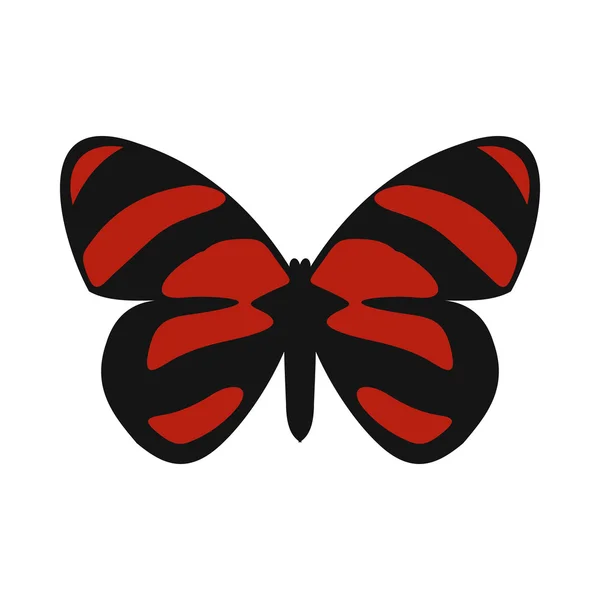 Icono de mariposa a rayas rojas en estilo plano — Vector de stock