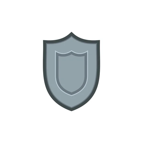 Ícone de escudo medieval de metal, estilo plano —  Vetores de Stock