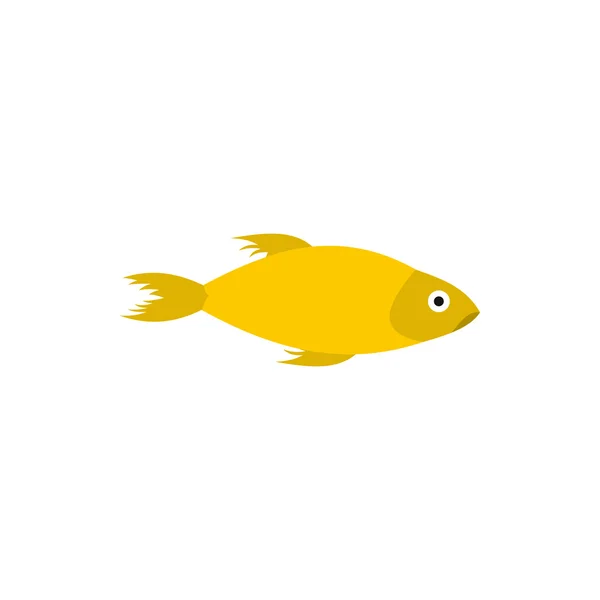 Yellow fish icon in flat style — Stock Vector