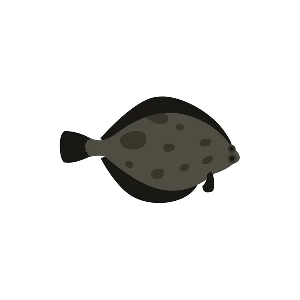 Flounder fish icon in flat style — Stock Vector