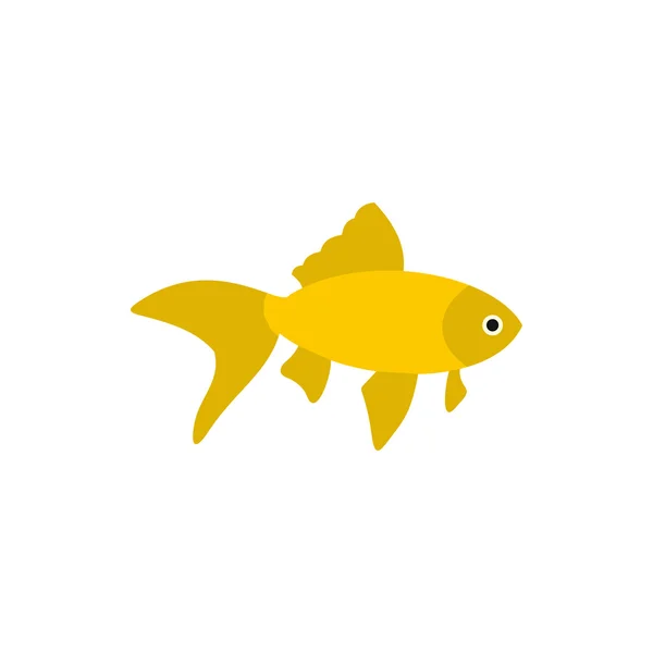 Golden fish icon in flat style — Stock Vector