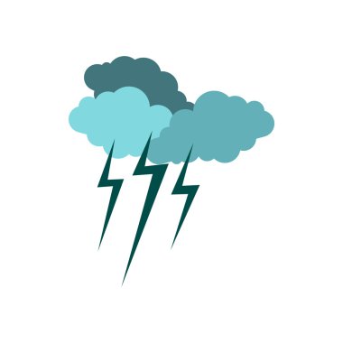 Bulutlar ve fırtına simgesi, düz stil