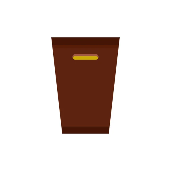 Brown trash bin icon, flat style — Stock Vector