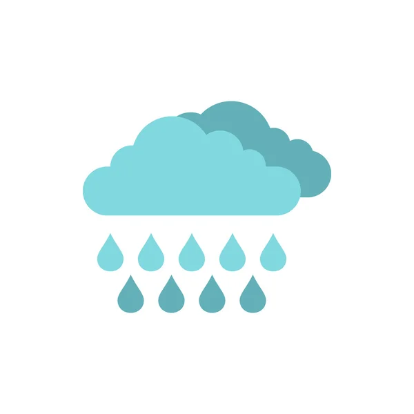 Nuvole e icona della pioggia, stile piatto — Vettoriale Stock