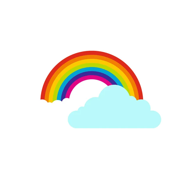 Wolken en de regenboog pictogram, vlakke stijl — Stockvector