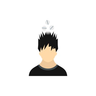 Tablet kafa onun simgesi, düz stil üzerinde olan adam