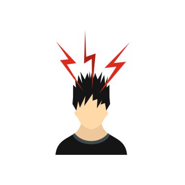 Adam simgesi, düz stil baş yukarıda yıldırım