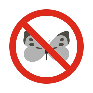 Yasak işareti simgesi, düz stil kelebek