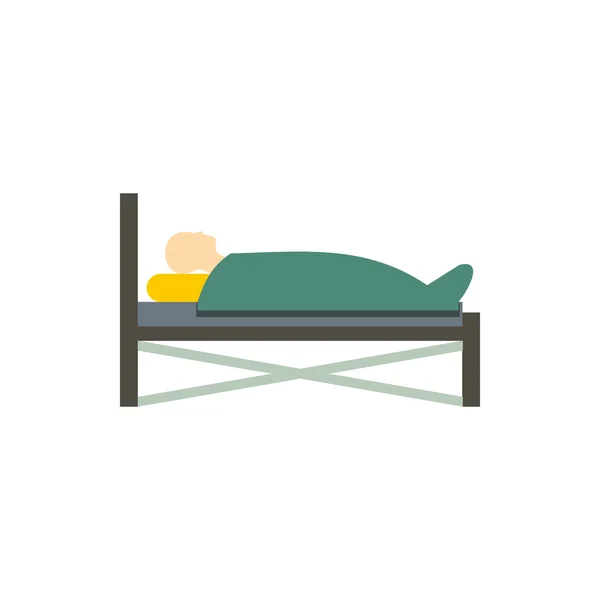 Patienten i sängen ikon, platt stil — Stock vektor
