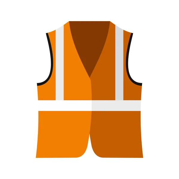 Chaleco de seguridad naranja icono, estilo plano — Vector de stock